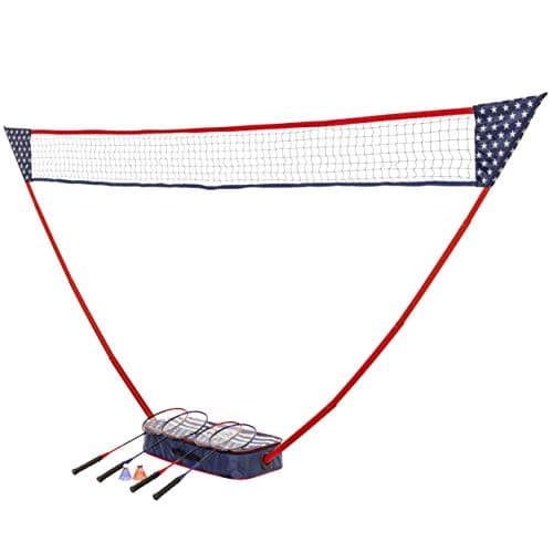 Triumph Sports Patriotic Portable Badminton Set with Freestanding Base Sets Up on Any Surface in Seconds – No Tools or Stakes Required, Multi image