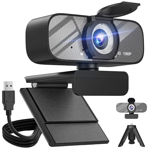 Gohero Full HD 1080P Video Webcam and Wide Angle Camera with Built-in Microphone and Rotatable Tripod, for Laptop Computer or Desktop PC, Great for Live Streaming.Calls.Video Conferencing(Dark) image