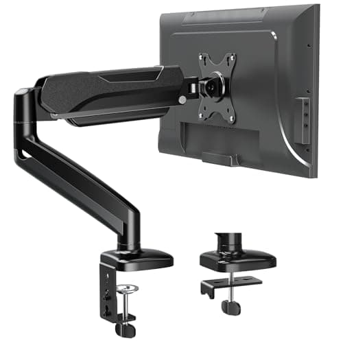 MOUNTUP Single Monitor Desk Mount, Adjustable Gas Spring Monitor Arm Support Max 32 Inch Screen, Computer Monitors Stand with Clamp/Grommet Mounting Base, VESA Mounts Fit 4.4-17.6lbs Computer, Black image