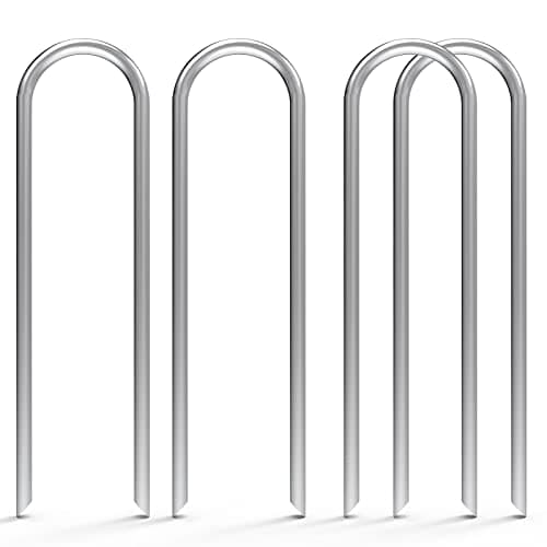 MySit 50 Pack 6 Inch Garden Stakes, 11 Gauge Galvanized Yard Staples U Shape Fences Drip Irrigation Stakes Landscape Staples for Landscape Fabric, Soaker Hose, Dog Fence, Drip Tubing image