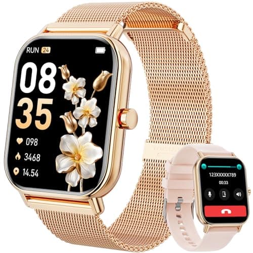 Smart Watch for Women Men, Fitness Tracker Watch for Android Phones iPhone Compatible, 1.85" Smart Watches for Women Men with Blood Oxygen, Heart Rate Monitor, 110+ Sport Modes Smartwatch (2 Strap) image