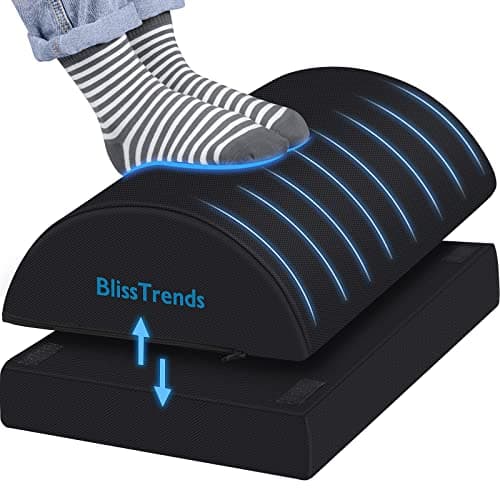 BlissTrends Foot Rest for Under Desk at Work-Versatile Foot Stool with Washable Cover-Comfortable Footrest with 2 Adjustable Heights for Car,Home and Office to Relieve Back,Lumbar,Knee Pain-Black image