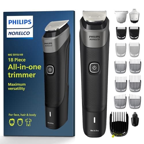 Philips Norelco Multigroom Series 5000 18 Piece, Beard Face, Hair, Body and Intimate Hair Trimmer for Men - NO BLADE OIL MG5910/49 image