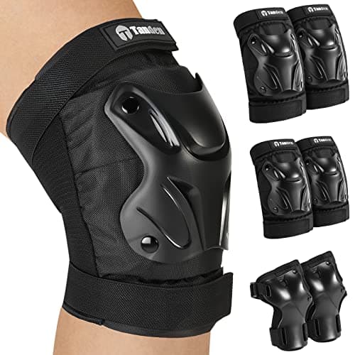 Tanden Skating Protective Gear Adult Knee and Elbow Pads Wrist Guards for Roller Skating Skateboarding, Skate Pads Adult Knee Pads for Men Women Black image