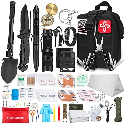 238Pcs Emergency Survival Kit and First Aid Kit, Professional Survival Gear Tool with Tactical Molle Pouch and Emergency Tent for Earthquake, Outdoor Adventure, Camping, Hiking, Hunting image