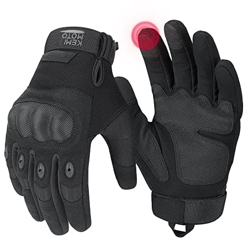 KEMIMOTO Tactical Gloves for Men, Touchscreen Motorcycle Gloves with Hard Shell & Palm Padding for Sports Motorcycle Cycling Tactical Airsoft Paintball Hunting Hiking Camping Climbing (Black,Medium) image