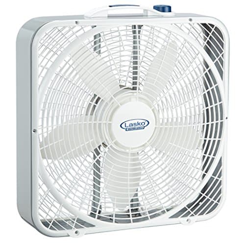 Lasko Weather-Shield Performance Box Fan, 3 Speeds, Innovative Wind Ring System for Up to 30% More Air, Carry Handle for Bedroom, Office, Home, 20 Inch, White, 3720 image