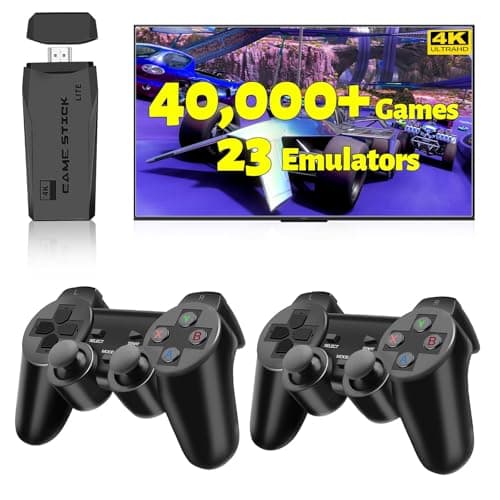 HRYYDS 2025 Retro Gaming Console Pro 4K HDMI with 40,000+ Built-in Classic Video Games - Plug & Play Game Stick for TV with 2 Wireless Controllers | 23 Emulator Support 64GB image