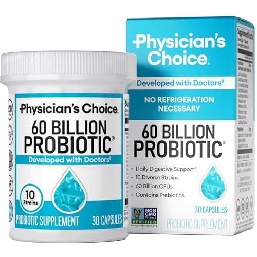 Physician's Choice Probiotics 60 Billion CFU - 10 Strains + Organic Prebiotics - Immune, Digestive & Gut Health - Supports Occasional Constipation, Diarrhea, Gas & Bloating - for Women & Men - 30ct image