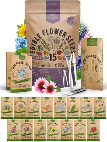 Organo Republic 15 Edible Flower Seeds Variety Pack- Indoor/Outdoor. 4800+ Non-GMO Heirloom Flower image