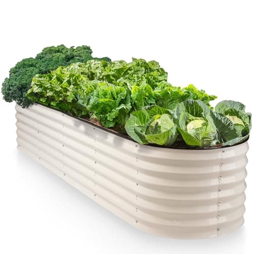 9-in-1 Galvanized Steel Raised Garden Bed // 8×2×1.5 ft Modular Planter for Gardening, Vegetables, Flowers // 18" Tall Metal Raised Garden Beds Outdoor (White) // Patented Design Planter Box image