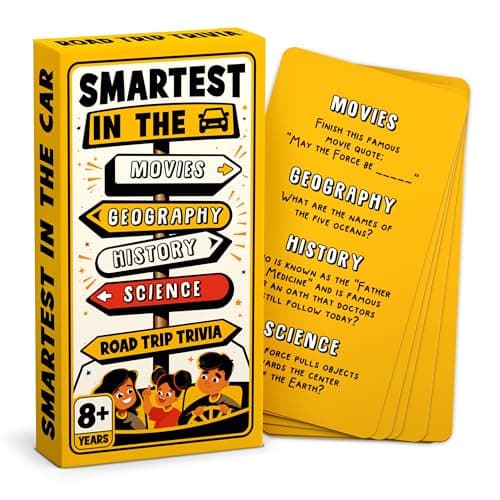 WELL BALANCED Road Trip Trivia - Road Trip Games for Kids Travel Essentials Car Activities Must Haves for Ages 8+ image
