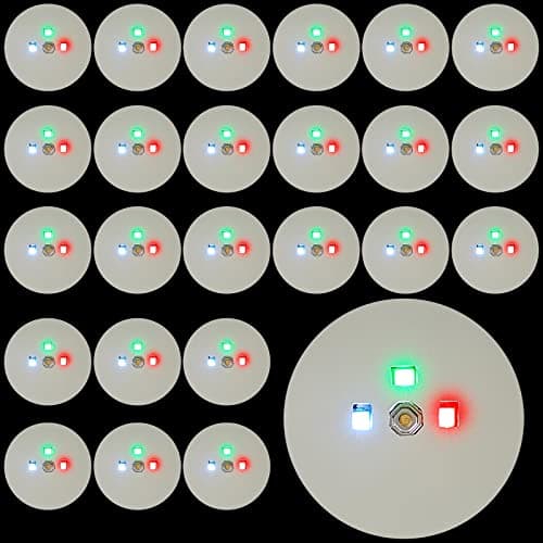 Patelai 24 Pcs Disc Golf Lights Flat LED Circular Glow Flat Light Disc Golf Accessories for Dark Night Men Women, 1.6 Inches image