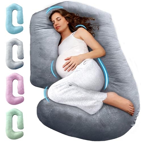 PILLANI Pregnancy Pillows for Sleeping - V C U Shaped Full Body Pillow with Removable Cover, 57inch Cooling Maternity Pillow for Pregnant Women, Support for Back Belly Legs Hip - Pregnancy Must Haves image