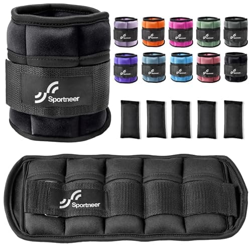 Sportneer Adjustable Weighted Ankle Weights Set 1 Pair 2 4 6 8 10 Lbs Leg Weight Straps for Women Men for Gym, Fitness, Workout, Walking, Jogging, 1-5 lbs for Each Ankle, 1 Pair 2-10 lbs (Black) image
