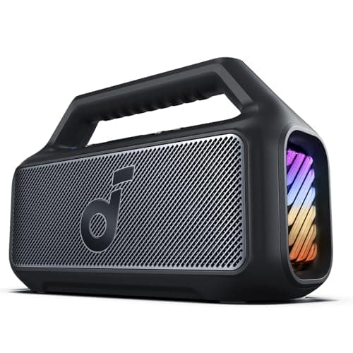 soundcore Boom 2 By Anker, Outdoor Speaker, 80W, Subwoofer, BassUp 2.0, 24H Playtime, IPX7 Waterproof, Floatable, RGB Lights, USB-C, Custom EQ, Bluetooth 5.3, Portable for Camping, Beach, and Backyard image