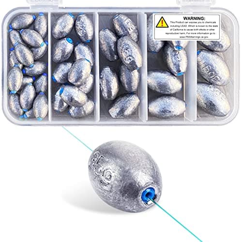Egg Fishing Sinkers Weights Assortment Lead Oval Shape Bass Casting Worm Weights Tackle for Saltwater Freshwater Fishing image