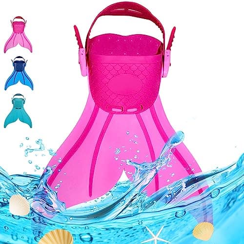 Adjustable Mermaid Swim Fin, Mermaid Monofin for Swimming Training Girl ,Boys ,Kids ,Children by FUNCILIT,Pink image
