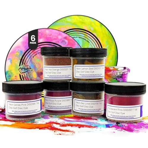 PRO Chemical Neon Disc Golf Dye Kit | Dye Special Fluorescent & Neon Stamps & Colors | Disc Golf Discs Tie Dye | Neon Dye for Disc Golf Discs | 6-Pack of Dyes | Disc Golf Accessories for All image