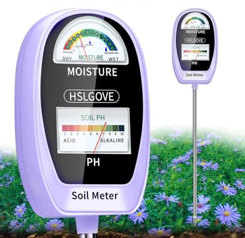 HSLGOVE Soil Test Kit, 2-in-1 Soil Moisture Meter/Soil PH Meter, Dual Screen Soil Tester, Soil Moisture Meter for Plants Watering/Gardening for Lawn,Farm Indoor&Outdoor Use-PalePurple image
