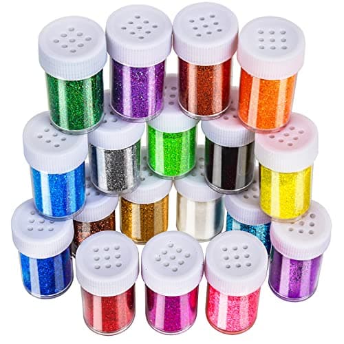 LEOBRO Glitter, 18 Pack Fine Glitter, Craft Glitter Powder Shake Jar, Multi Assorted Set Extra Fine Glitter for Resin Art Crafts Tumbler Scrapbook Jewelry Making, Body Face Hair Glitter, 15g/ Bottle image