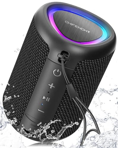 Portable Bluetooth Speaker with Lights, Powerful Crystal Clear Sound, IPX5 Waterproof, All Day Playtime, AUX&TF-Card Input, Bluetooth 5.3, TWS Paring, Small Wireless Speaker for Outdoor, Gift Ideas image