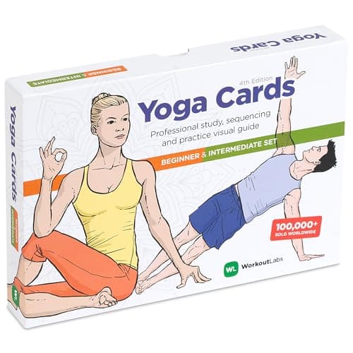 WorkoutLabs Yoga Cards I & II – Complete Set Beginners & Intermediate: Professional Study, Class Sequencing & Practice Guide · Premium Yoga Asana Flash Cards Deck with Sanskrit image
