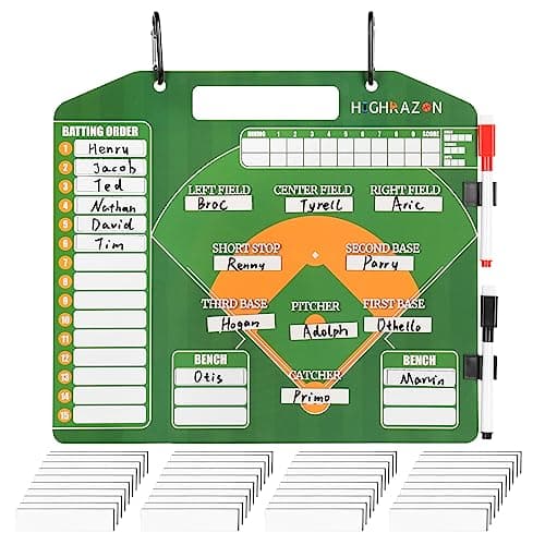 HIGHRAZON Magnetic Baseball Coach Clipboard, Dry Erase Coach Lineup Board, Premium Tactical Baseball Coaching Board with 40 Lineup Cards and Marker, Dugout Display Softball Coaching Accessories image