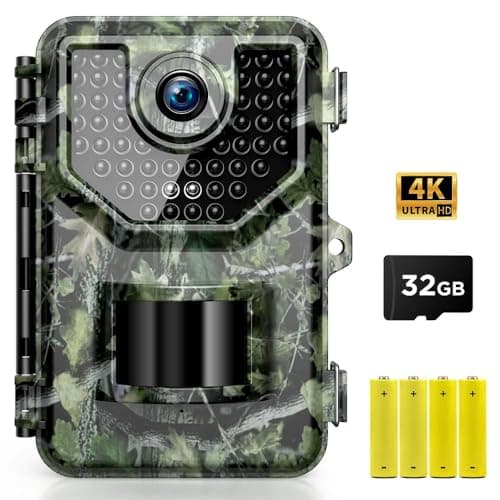 Vikeri Trail Camera, 4K 48MP Game Camera with Night Vision Motion IP66 Waterproof 130°Wide-Angle, 0.05s Trigger Hunting Trail Cam with 48pcs No Glow Infrared LED for Wildlife Monitoring image