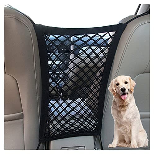 DYKESON Dog Car Net Barrier Pet Barrier with Auto Safety Mesh Organizer Baby Stretchable Storage Bag Universal for Cars, SUVs -Easy Install, Car Divider for Driving Safely with Children & Pets image