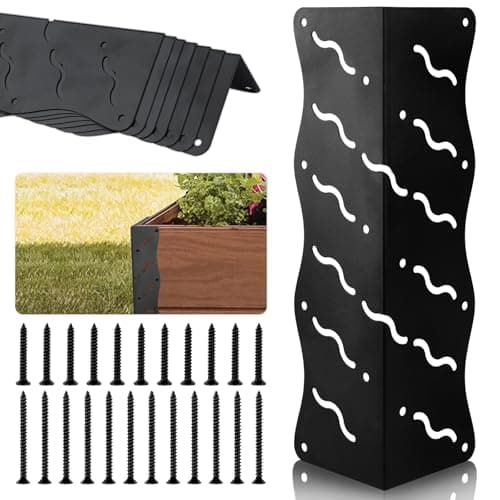 Set of 8 Raised Garden Bed Corner Brackets with Wood Screws, Rust Resistant Metal Connectors 11" x 3" x 3" for 20"-24" Beds, Raised Bed Corners for Vegetable Planter Garden Matte Black image