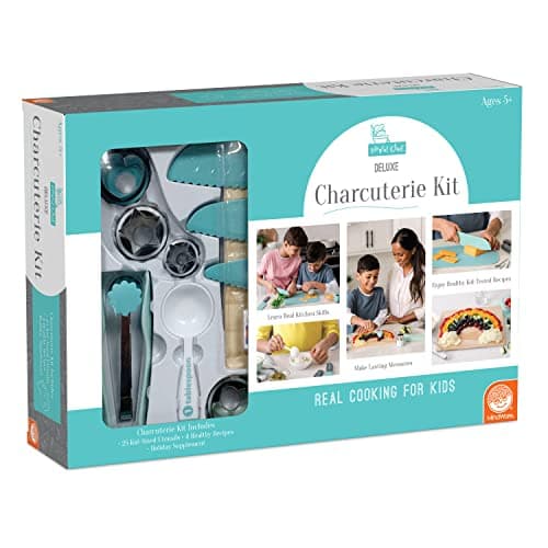 MindWare Playful Chef: Deluxe Charcuterie Kit Real Kids Cooking Set - 25 Kids Cooking Utensils Including Safe Knife Set, Charcuterie Board, Cutting Board - Ages 5+ image