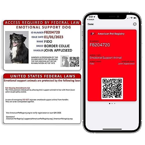 American Pet Registry Custom Emotional Support Dog ID Card + Registration to Emotional Support Animal Registry Included | NFC & QR Code image