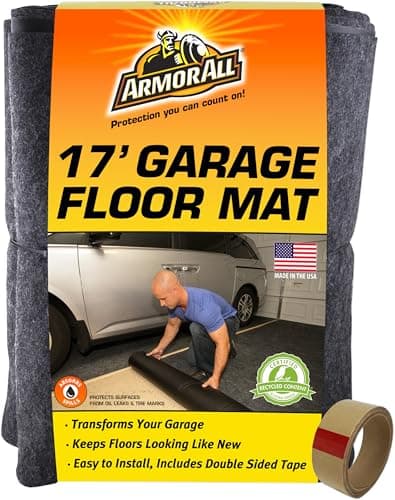 Armor All Original Garage Floor Mat, (17' x 7'4"), (Includes Double Sided Tape), Protects Surfaces, Transforms Garage - Absorbent/Waterproof/Durable (USA Made) (Charcoal) image