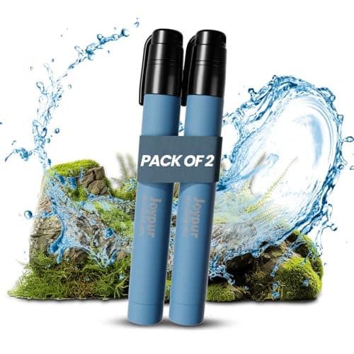 Portable Water Filter Straw Survival, Essential Camping & Hiking Gear, Water Purification Straw for Travel, Biking and Emergency Preparedness (2 Pack, Blue) image