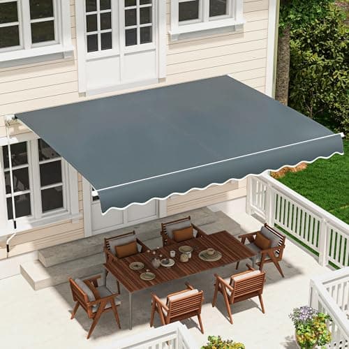 DWVO 10' x 8' Patio Retractable Awning Outdoor Sun Shade Shelter Cover Awnings w/Manual Crank Handle for Deck, Backyard, Balcony, Garden, Shop, Restaurant image