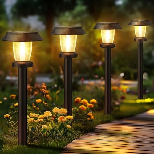 ALEPOD Solar Pathway Lights Outdoor - 8 Pack Solar Powered Garden Lights Waterproof, Decor Landscape Lighting with Three Lighting Modes image