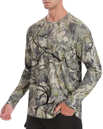 FISHEAL Camo Hunting Shirts for Men - Long Sleeve Lightweight Camouflage Hunting Cloths for Fishing image