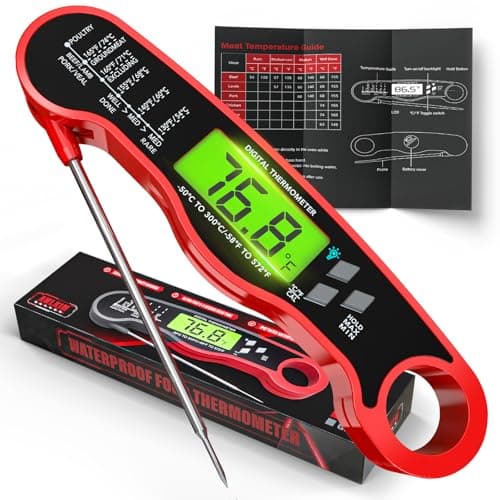 AWLKIM Digital Meat Thermometer for Cooking - IP67 Waterproof Kitchen Thermometer with Backlight and Hold, Fast Instant Read Food Thermometer, Candy Making, Outside Grill, Stocking Stuffers for Men image