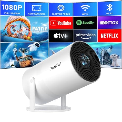 [Netflix Officially & Electric Focus] Mini Projector with WiFi and Bluetooth, XuanPad 4K 1080P Support Portable Projector image