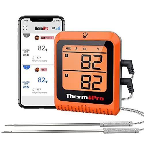 ThermoPro 650 ft Wireless Meat Thermometer Digital for Grilling and Smoking, 2 Probes Bluetooth Meat Thermometer for Cooking Turkey Fish Beef, Rechargeable Smoker Accessories for BBQ Grill image