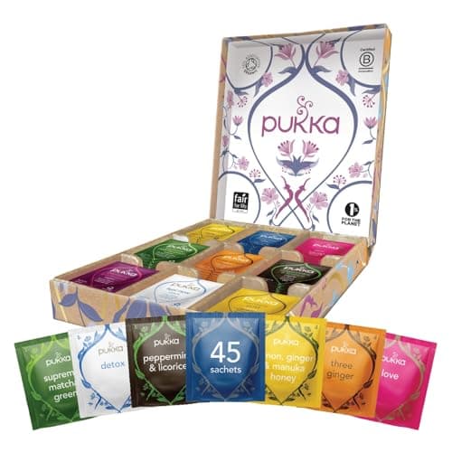 Pukka Herbal Tea Sampler, Organic Tea, Eco-friendly, Self Care Gift Box, 45 Tea Bags, 9 Flavors image