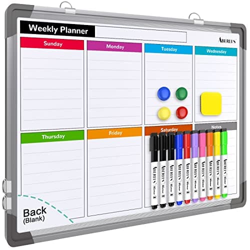 Small Weekly Calendar Dry Erase Whiteboard for Wall, 16" x 12" Magnetic Dry Erase Board image