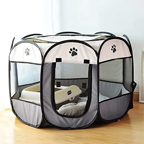 SENCONE Portable Pet Playpen, Dog Playpen Foldable Pet Exercise Pen Tents Dog House Playground for Puppy Dog/Cat Indoor Outdoor Travel Camping Use image