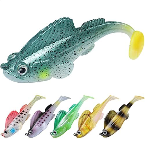 TRUSCEND Fishing Lures for Bass Trout Jighead Lures Paddle Tail Swimbaits Soft Fishing Baits Freshwater Saltwater Jigging Bass Gear Fishing Gifts for Men image
