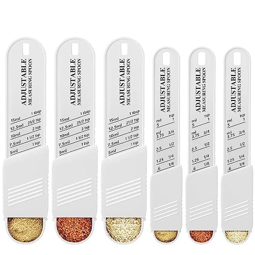 6 Pcs Adjustable Measuring Spoon Plastic Tablespoon and Teaspoon Set image