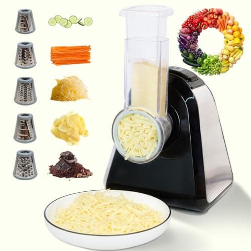 mokero 5 in 1 Electric Cheese Grater Salad Shooter Maker for Block Cheese image