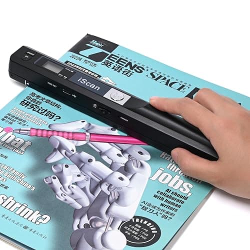Portable Scanner, Handheld Photo Scanner, A4 Document Scanner for Picture Text Receipt Page in 300/600/900Dpi JPG PDF Format Hand Scanner Support USB Transfer Micro SD Card, No Driver image