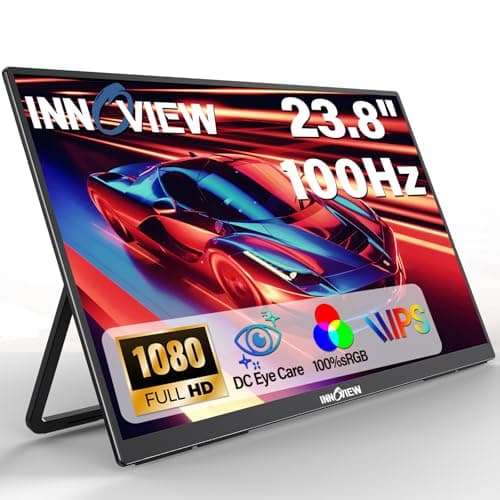 InnoView 23.8" 1080P Portable Monitor, FHD 100HZ 100% SRGB IPS USB-C HDMI Large Work Home Gaming Second Monitor W/180°Adjustable Stand for Laptop, MacBook, Phones image