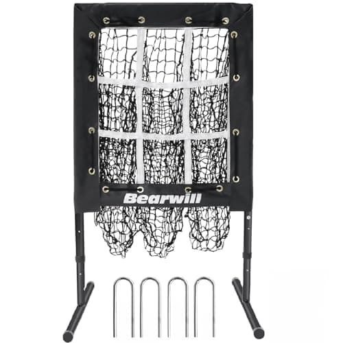 Bearwill Pitching Net, 9 Hole Baseball Softball Net with Strike Zone, Adjustable Pitcher Training Equipment with Throwing Target image